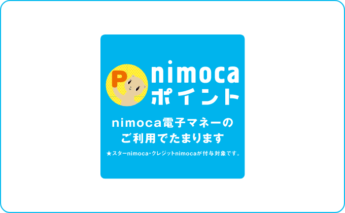 左のマークがある店でnimocaポイントがたまります